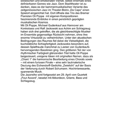 Oli Poppe Trio im Da Capo, Bremerhaven Bild 1